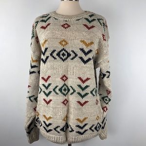 80s 90s Vintage Body Equip Beige Sweater aztec